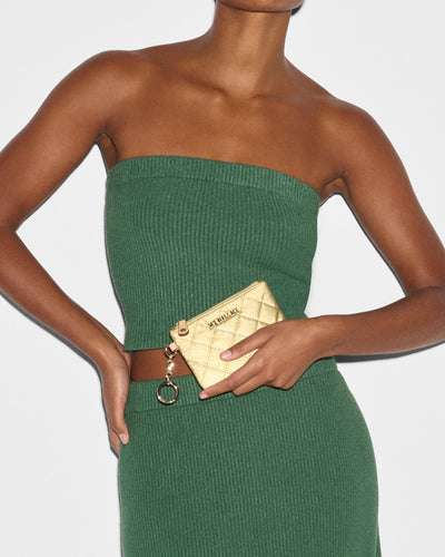 Light Gold Pearl Metallic Flat Metro Key Pouch