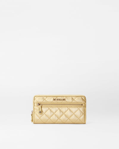 Light Gold Pearl Metallic Long Crosby Wallet